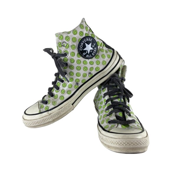 Converse Chuck  Womens Sz 9 Mens sz 7 Happy Camper High Top Smiley Faces Sneaker - Picture 2 of 11